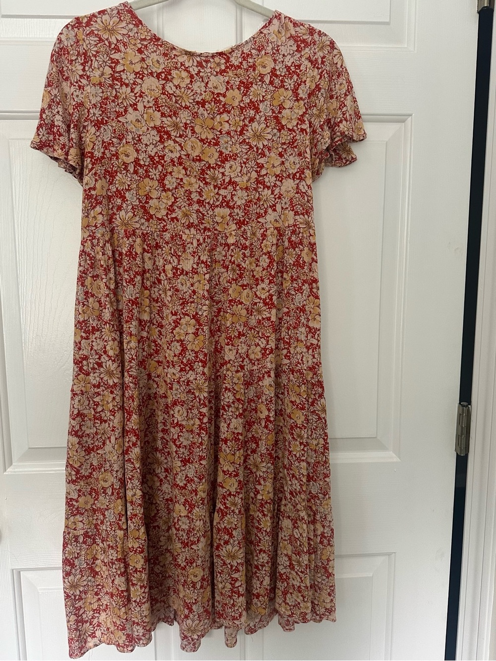 easel Rust Red and Yellow Floral Midi Dress